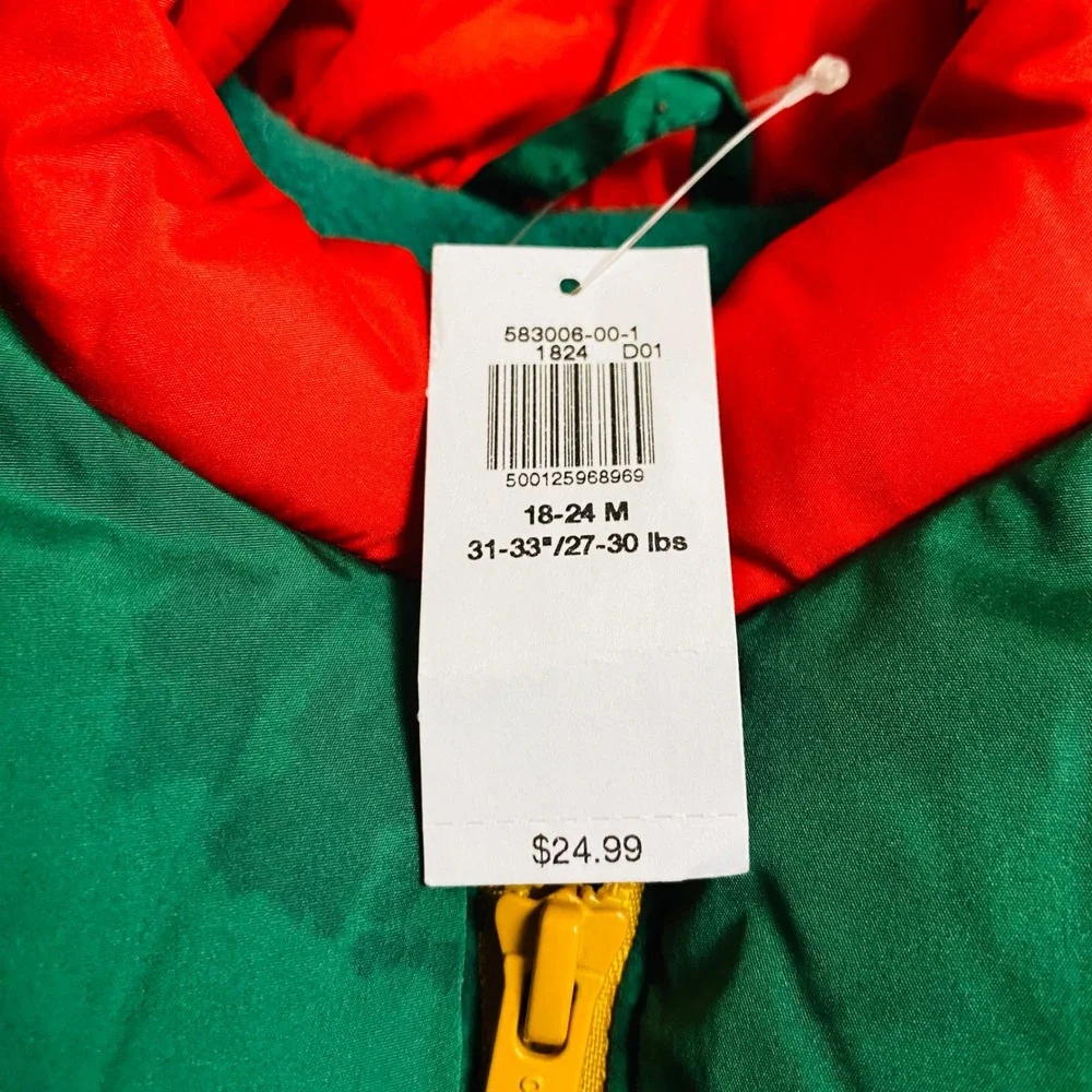 NWT Old Navy Baby Colorblock Puffer Vest Green Blue Red Yellow Full Zip Fleece